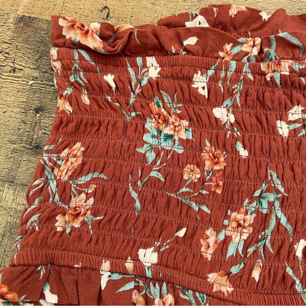AEO Rust Floral Strapless Romper - Picture 5 of 10